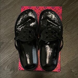 Tory Burch Glossy Black Slides